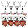 thumbnail image 1 of Collar Elegante de Figuras CatNeck02 4 Pzas Collar Gatita/Corazón Plata/Rojo Metal. High Monaco MXTNE-004, 1 of 1