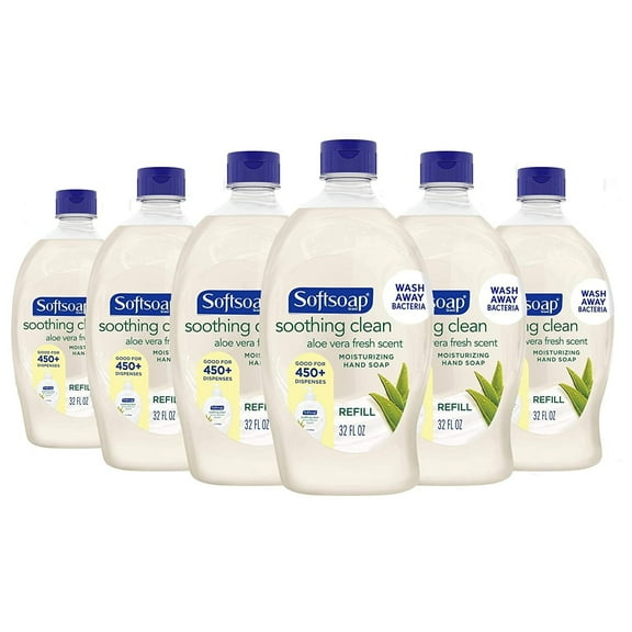 Softsoap Moisturizing Liquid Hand Soap Refill, Soothing Clean Aloe Vera - 32 fluid ounces (Pack of 6)