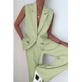 thumbnail image 2 of Conjunto PRETTYGARDEN Blazer sin Mangas y Pantalones Palazzo Verde Claro M, 2 of 7