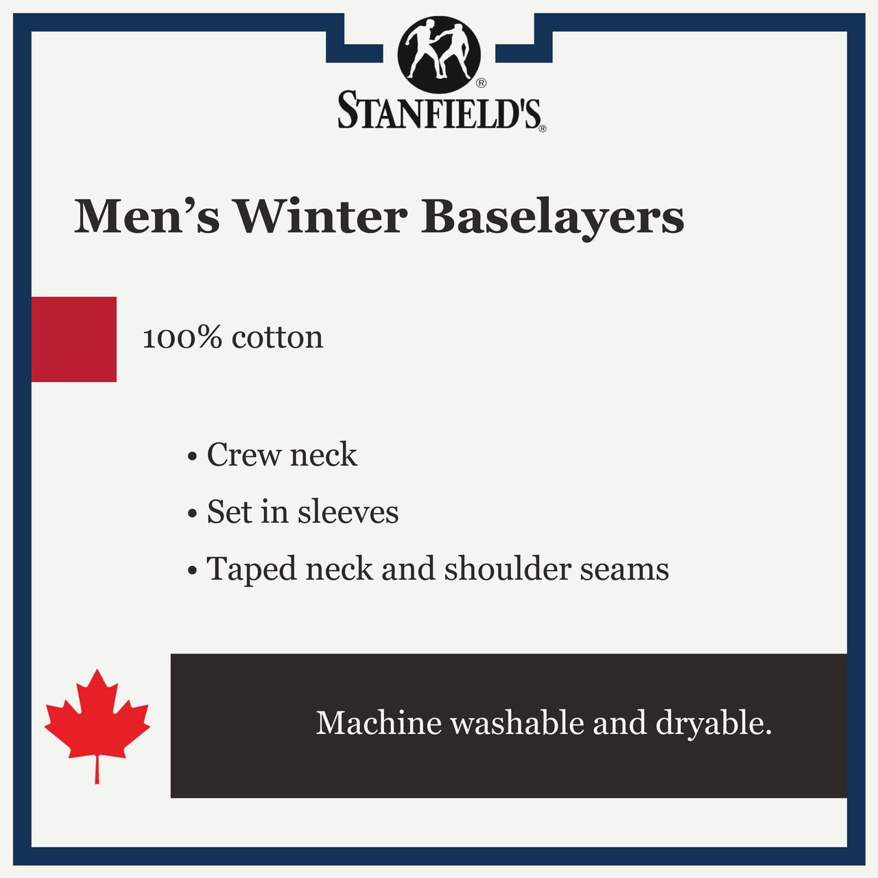 Stanfield's Adult Mens & Big Mens Premium Cotton Rib Long Sleeve Thermal Top, Sizes S-3XL