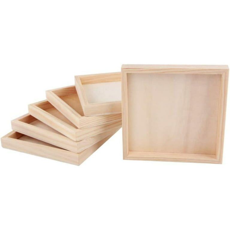 Dsseng 6 Pack Unfinished Small Wood Serving Tray for Crafts Projects DIY  Wooden Trays Bulk Blank Wood Canvas Panel Boards Unfinished Wood Signs for  Painting Arts Supply（4.8 * 4.8in） 