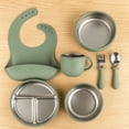 thumbnail image 2 of Premium 7-Piece Silicone & Stainless Steel Kids Dinnerware Set | Feeding Set (Green), 2 of 4