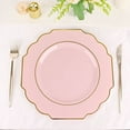 thumbnail image 4 of Balsa Circle 10 Blush Disposable Baroque Plastic 11" Dinner Plates Gold Rim Party Decorations, 4 of 8