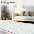 thumbnail image 2 of ODIKA 2'x3' Machine Washable Non-Slip Area Rug, Winter Whirl Snow Crystal with Subtle Ribbon Embellishments High Traffic Rug with Pad, Pink, 739169, 2 of 8