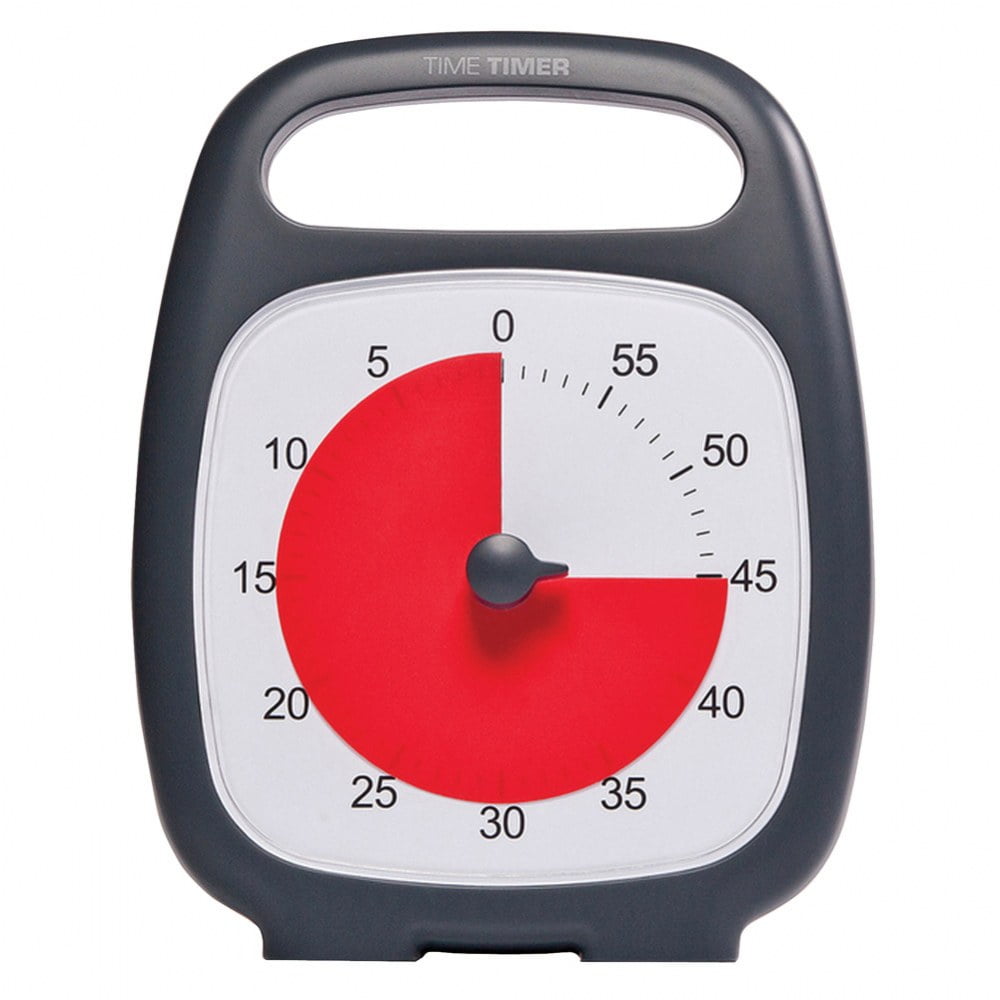 Time Timer Plus with On-the-Go Carry Handle, Charcoal 