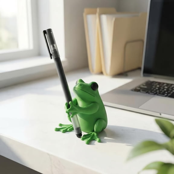 CCOCC Cute Frog Pen Holder 3D Design Plastic Desk Organizer for Office Stationery Storage&Decorative Display Desk Organizer Frog Pen Holder
