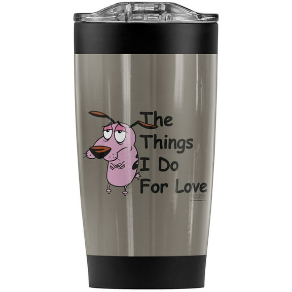 Courage The Cowardly Dog/For Love Stainless Steel Tumbler 20 oz Coffee Travel Mug/Cup, Vacuum Insulated & Double Wall with Leakproof Sliding Lid | Great for Hot Drinks and Cold Beverages