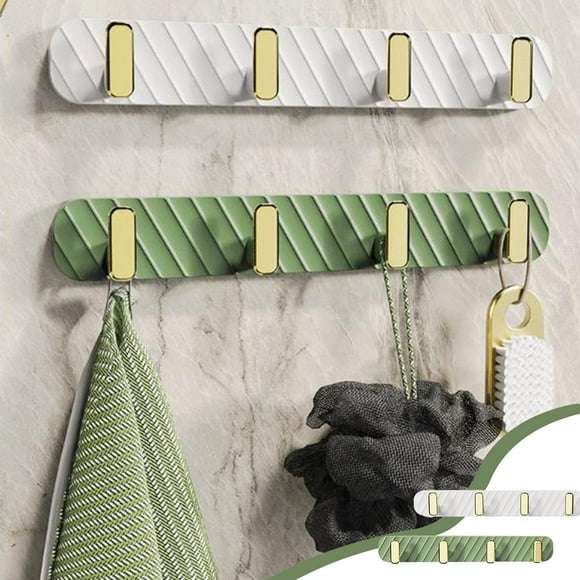Chmadoxn Coat Hooks Wall Mounted Coat Rack, 10.6'' Long,fashion Punch- Entryway Hanging Coat Rack,Coat Rack With 4 Hooks, 2PCS Decorative Hooks Rail For Coat hook without punch