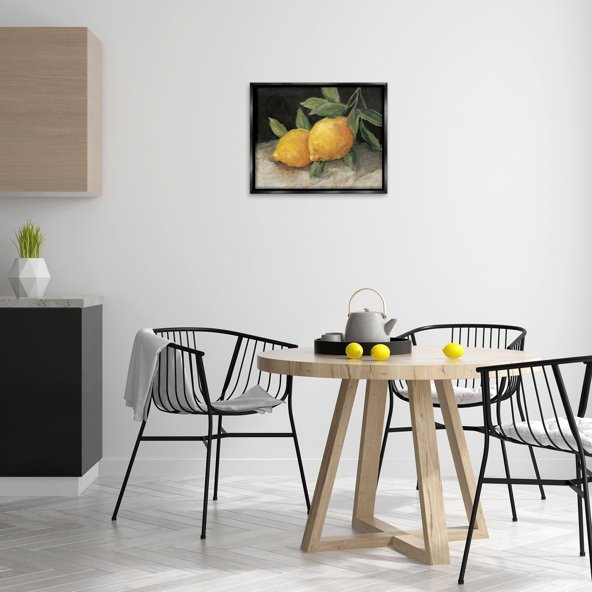 Stupell Industries Pair of Lemons Still Life Food & Beverage Painting Black Floater Framed Canvas Art Print Wall Art, 21 x 17