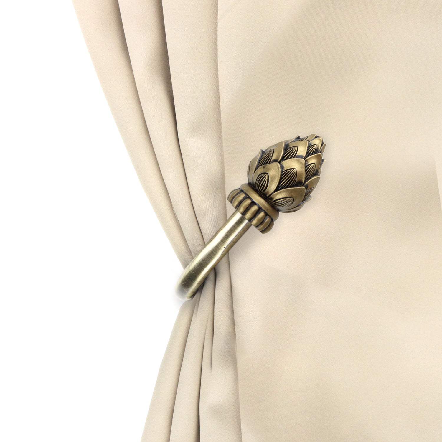 Alonzo Curtain Holdback Pair in Antique Brass