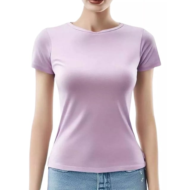 Playera De Mujer Manga Corta Slim Fit Stretch Ligera Y Suave
