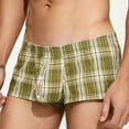 thumbnail image 5 of khonts,Men's Low Waist Boxers Shorts Relax Fit Stripe Underwear Loose Plaid Printed Underpants Green XL, 5 of 6