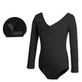 thumbnail image 4 of Curuila Toddler Girls Jumpsuit Dance Wear Long Sleeve Solid Color V Neck Performances Stretch Comfortable Bodysuits Black Size 2-3 Years, 4 of 4