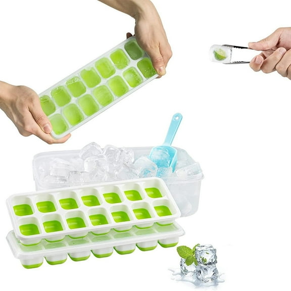 Ice Grids Silica Gel Ice Grids With Spill-proof Removable Lids For Cocktails Freezers Stackable Ice Trays With Lids Perfect For Fruit Tea Whisky Wine Beer Cocktail Milk Cola