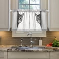 thumbnail image 2 of Yayeee Kitchen Curtains Tier Pair Light Filtering 27"x36" Rod Pocket Short Cafe Window Panel, Black Cute Cat, 2 of 7