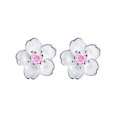 thumbnail image 1 of Pendientes de plata con diseño de sakura y cereza oriental Preciosos pendientes de plata con diamante rosa, 1 of 8