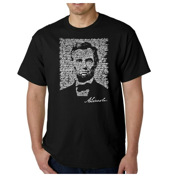 LA Pop Art Men's Word Art T-Shirt - ABRAHAM LINCOLN - GETTYSBURG ADDRESS