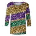 thumbnail image 5 of Penkiiy T-shirt Blouse Décontractée à Manches 3/4 et Col Rond pour Femmes, Impression Mode Mardi Gras, Multicolore, 5 of 5