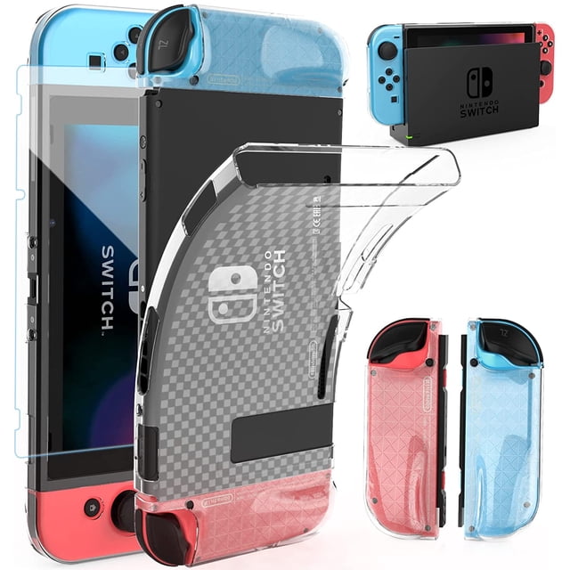 Clear TPU Dockable Protective Case for Nintendo Switch with Shockproof Design, Compatible with TV Dock Station