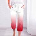 thumbnail image 2 of lcziwo Lightning Sales, Linen Capri Pants for Women 2025 Summer Gradient Print Cropped Pants Casual Drawstring Waisted Loose Wide Leg Trousers with Pockets Red XL, 2 of 6
