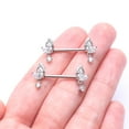 thumbnail image 3 of A Pair of Elegant Marquise Leaflet Dangle Sparkle Nipple Barbell, 3 of 5