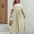 thumbnail image 2 of Maxi Dresses for Womens 2026 Plus Size Fashion Solid Color Suspenders Conjoined Dresses, 2 of 5