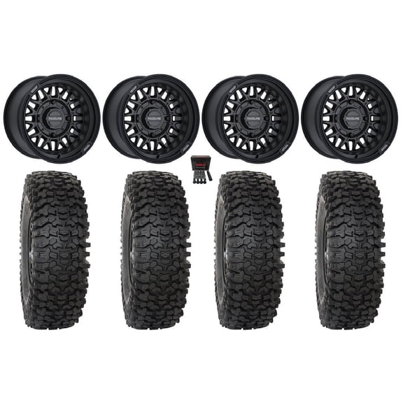 Raceline Omega 14" Wheels Black 30" RC500 Tires Can-Am Maverick X3 / Honda Pioneer 1000 / Talon