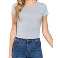 thumbnail image 2 of Simply Fashion Women’s Short Sleeve Crew Neck Cotton Spandex Crop Top,LightGrey,Small, 2 of 4