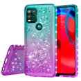 thumbnail image 2 of Compatible for Moto G Stylus 5G Case, with Tempered Glass Screen Protector SOGA Diamond Liquid Quicksand Cover Cute Girl Women Phone Case - Teal / Purple, 2 of 5