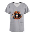 thumbnail image 5 of lcziwo Mardi Gras Scrub Tops for Women 2025 Nursing Uniforms Scrubs with Side Pockets Summer Casual Short Sleeve V Neck Tshirts Gray L Today's Sales of The Day, 5 of 6