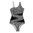 thumbnail image 4 of Women Asymmetrical Shoulder Straps Monokini Swimsuit Padded High Cut One Piece Swimwear Swimming Costume, 4 of 5