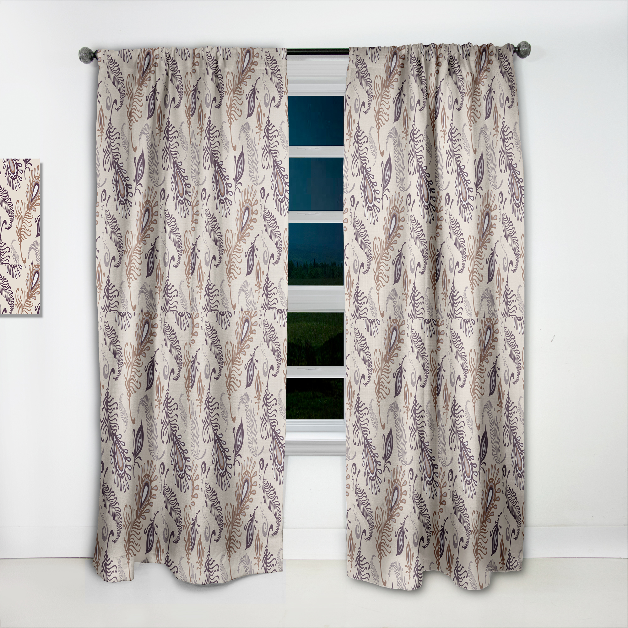 Designart 'Different Feather Pattern' Southwestern Curtain Panel