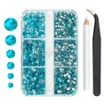 thumbnail image 1 of qiipii 2550 piezas de diamantes de imitación de aguamarina azul agua para decoración de uñas con parte trasera plana para maquillaje facial, gemas de uñas azul lago, piedras preciosas de cristal K9 SS, 1 of 4