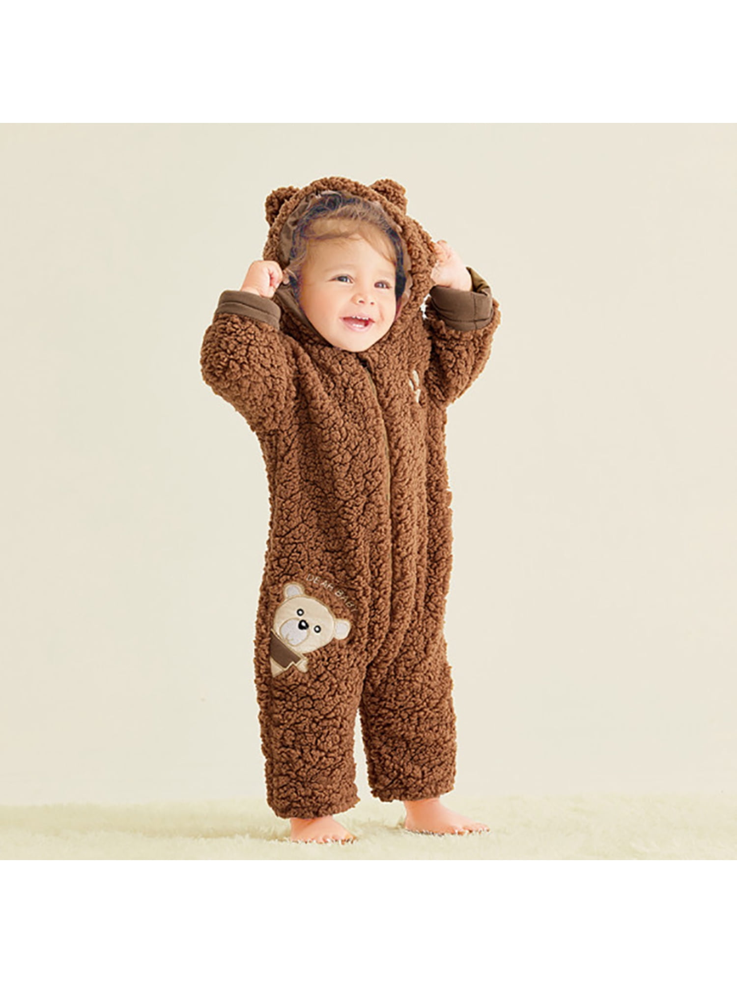 Women Women's Hooded Jumpsuit Teddy Fleece One Piece Jumpsuit Fluffy