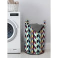 thumbnail image 3 of Wave Laundry Bag, Colorful Geometric Abstract Classic Fashion Repeating Pattern of Zigzag Shapes Print, Basket with Handles Drawstring Closure for Laundromats, 13" x 19", Multicolor, by Ambesonne, 3 of 4