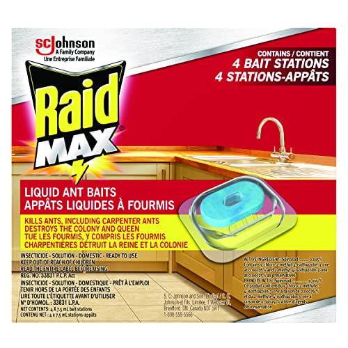 Raid Max Double Control Liquid Ant Killer Baits And Traps For Indoor Use, Child Resistant, 4 Count