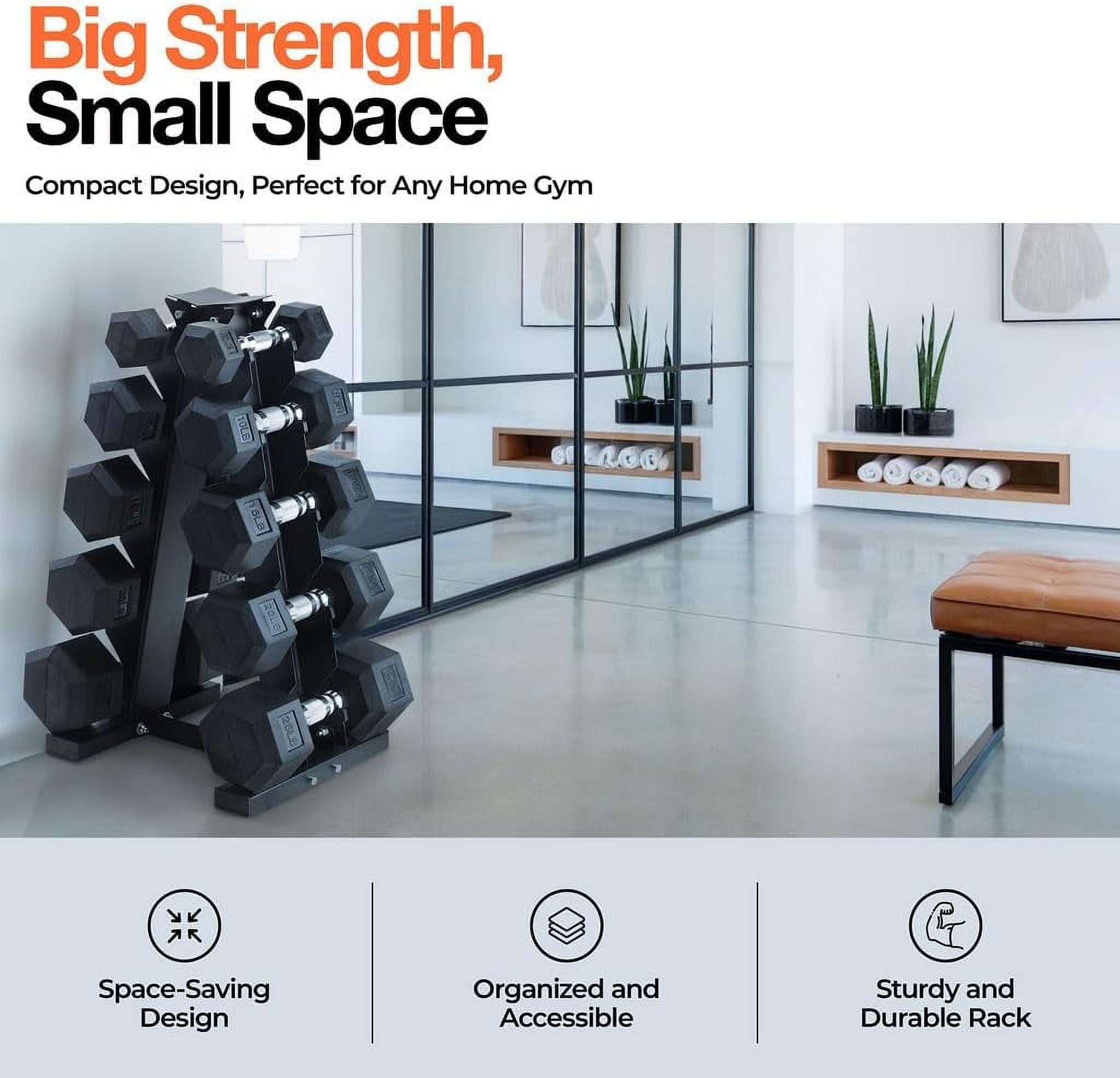 Home-it 150 lb Rubber-Coated Dumbbells Set with Rack for Strength Training