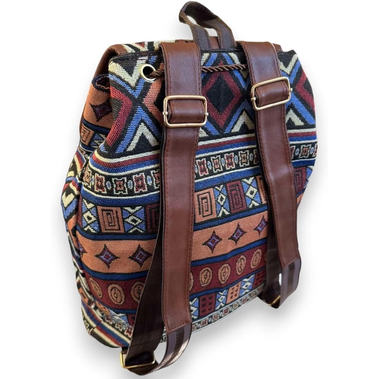 Hippie Canvas Women Backpack Purse- Boho Style Ethnic  display picture 1