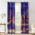 thumbnail image 2 of Hokiten Merry Christmas Blackout Curtains | Light Blocking Print Window Curtains, Xmas Tree Blue Purple Snowflake Thermal Insulated Window Drapes for Living Room Kitchen Cafe (2 Panels, 104"W x 45"L), 2 of 7