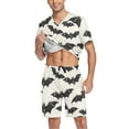 thumbnail image 3 of joogoo Men's Pajama Set Bats Halloween V-Neck Pj Shorts Set 2 Piece Loungewear Sleepwear XL, 3 of 7