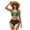 Distressed Jamaica Flag Pattern, variant on Zebra Stripe Print High Waisted Bikini Set Halter Neck Drawstring 2 Piece Swimwear with Removable Pads for Beach & Vacation