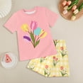 thumbnail image 2 of Toddler Baby Girl Outfits Summer Cute Cartoon Short Sleeve Tee Top + Short Pants 2Pcs Clothes Set,Cute Graphic 6-12 Months 12-24 Months 2t 3t 4t 5t 6t 7t 8t 9t Children 3-4 Years, 2 of 4