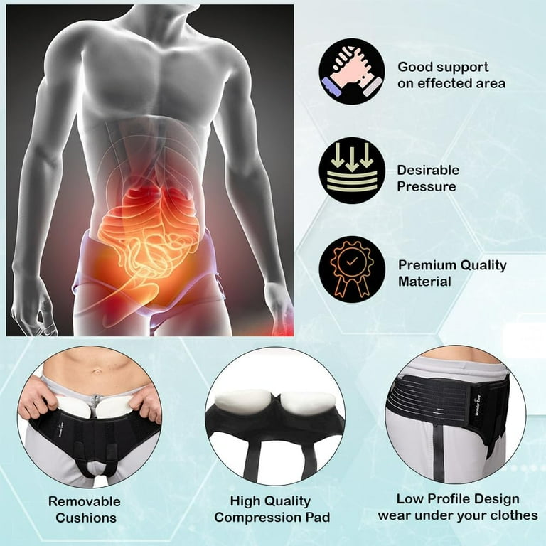 Wonder Care- Inguinal Hernia Support post-surgery Hernia pain relief Truss  Brace for Double Inguinal or Sports Hernia with 2 Removable Compression  Pads & Adjustable Groin Straps-L 