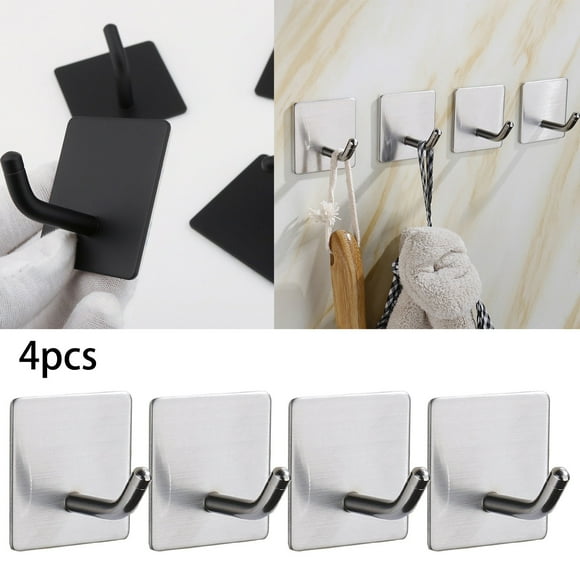 WIFKLSIIPG Heavy Duty Stick Hook Holders for Hanging Stainless Steel 4 Pack(Silver)