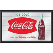 Trademark Global 15" x 26" Coca-Cola Vintage Wood Framed Mirror, Horizontal Refreshing New Feeling