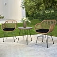 thumbnail image 2 of Zimtown 3-Piece Outdoor Wicker Conversation Furniture Set w/ (2) Chairs, Wicker Bistro Set, Yellow, Patio Furniture Set on Sale, 2 of 9