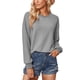 thumbnail image 1 of Blusa de manga larga para mujer, camisa con cuello redondo, Color puro, lavado a máquina para oficina en casa, 1 of 5