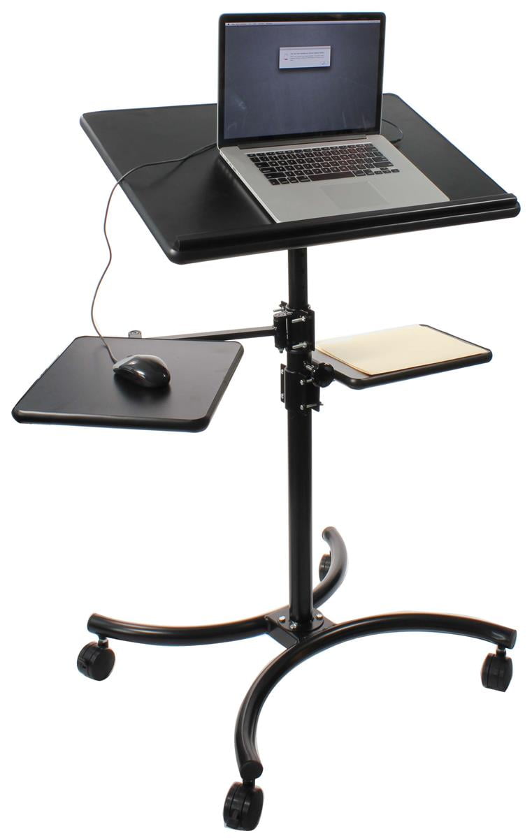 Height Adjustable Matte Black Finish Laptop Stand With 2 Additional