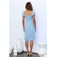 thumbnail image 4 of Cismea - Maxi Vestido de Verano para Mujer, Informal, Bohemio, Floral, Cuello en V, Manga Corta, Dobladillo con Volantes, Dividido, Vestidos Largos de Playa（Azul） Cismea falda, 4 of 6