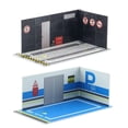 thumbnail image 1 of HILABEE 2Pcs 1/32 Parking Lot Car Scene Display Diecast Car Garage Background Layout E, 1 of 9